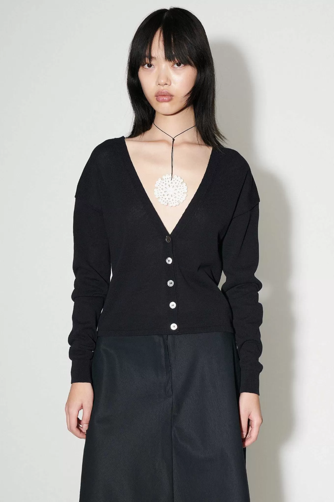 Our Legacy Stickat | Ivy Cardigan Shadow Black Crispy Cotton