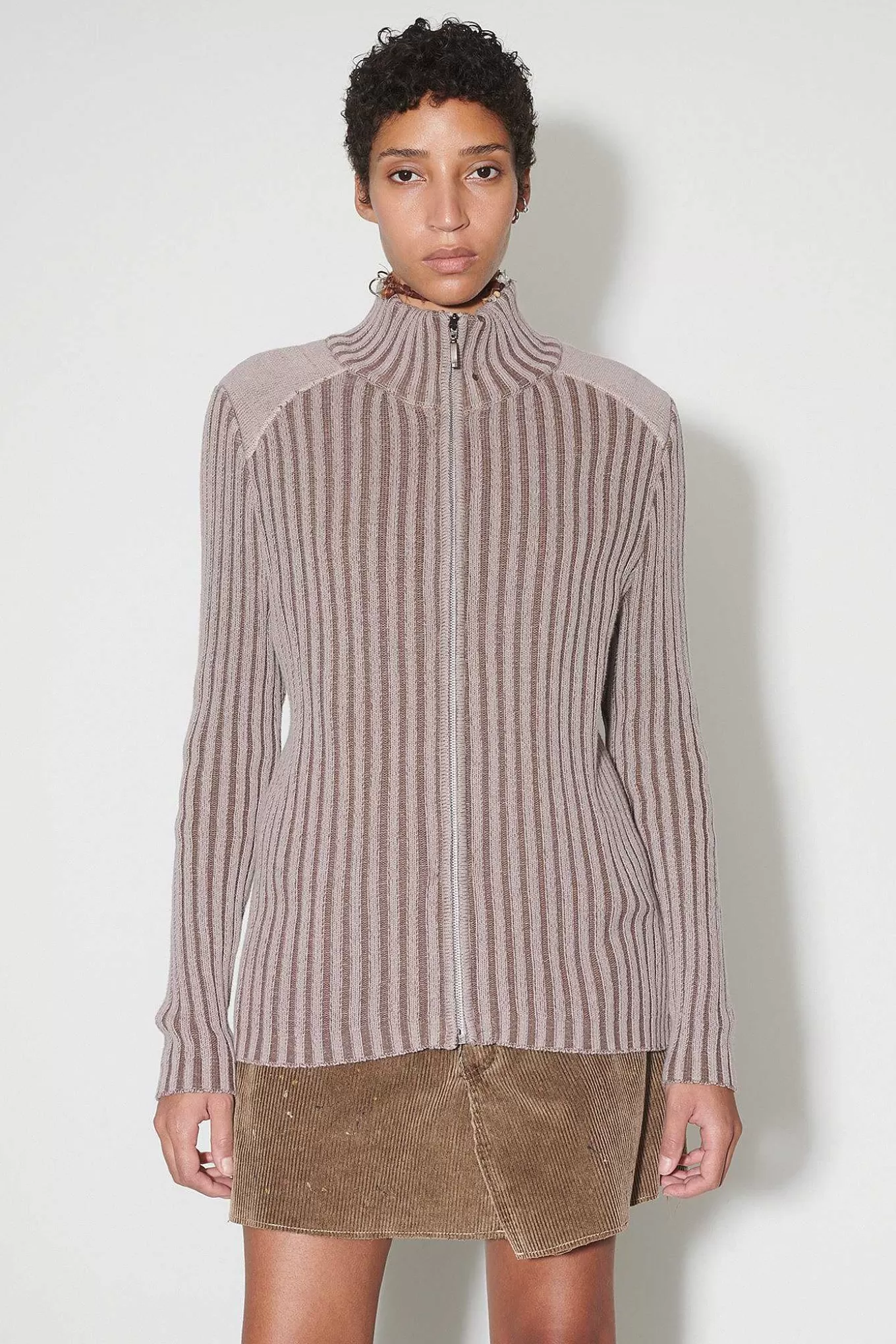 Our Legacy Stickat | Klassisk Zip Cardigan Rosa Cast Cotton Cash