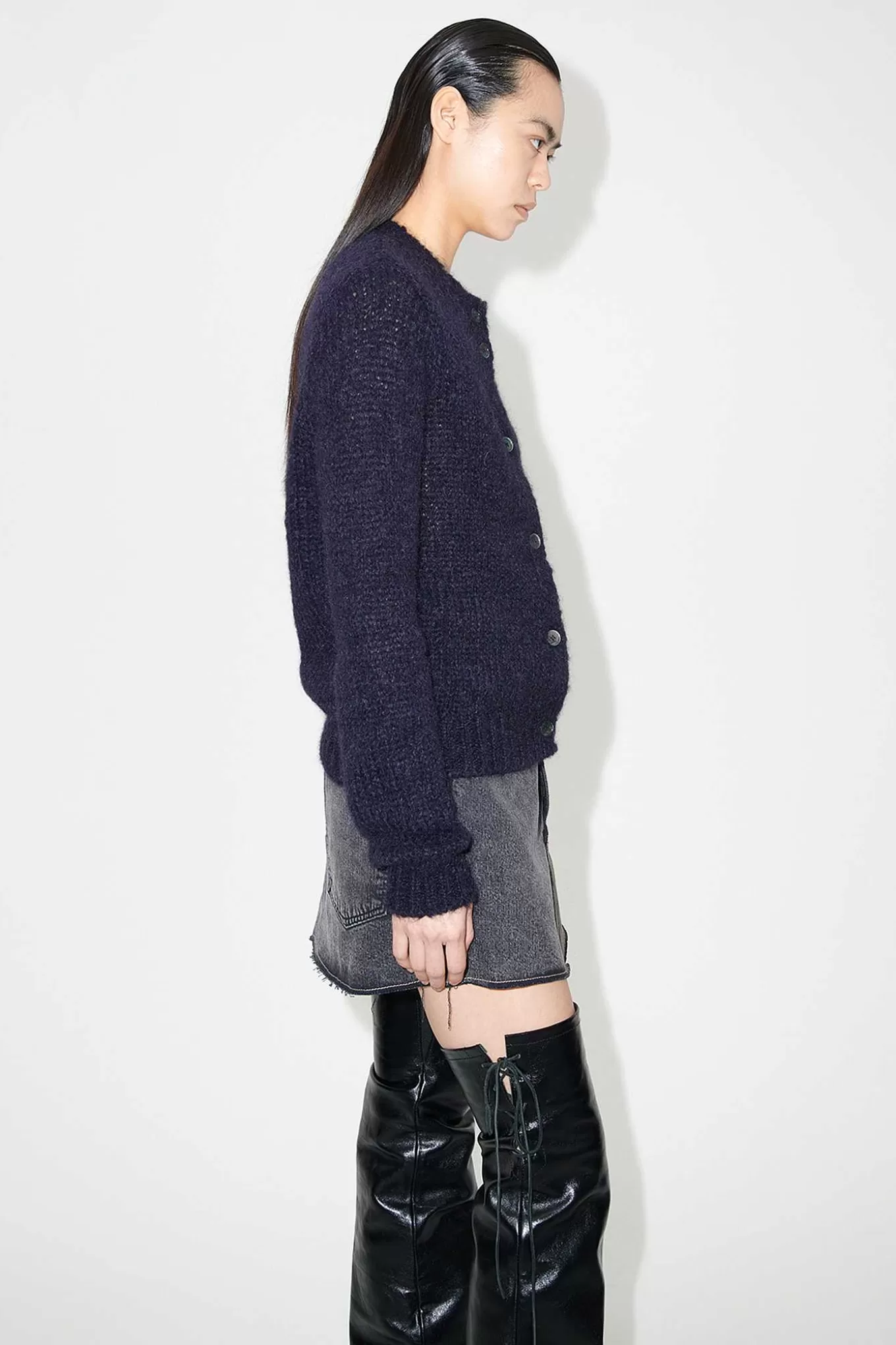 Our Legacy Stickat | Oma Cardigan Navy Fuzzy Mohpaca