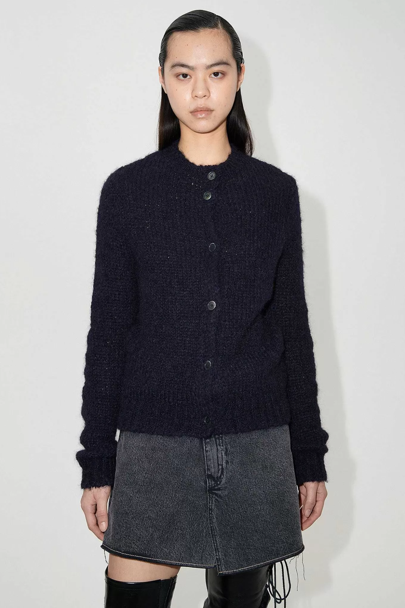 Our Legacy Stickat | Oma Cardigan Navy Fuzzy Mohpaca