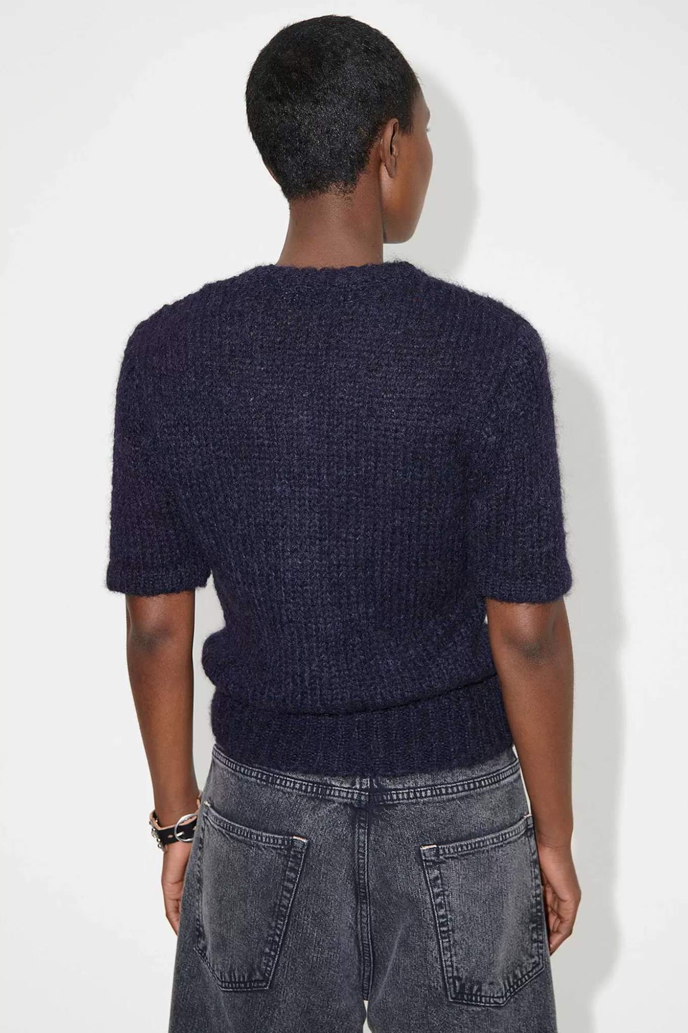Our Legacy Stickat | Shrunken Shortsleeve Navy Fuzzy Mohpaca