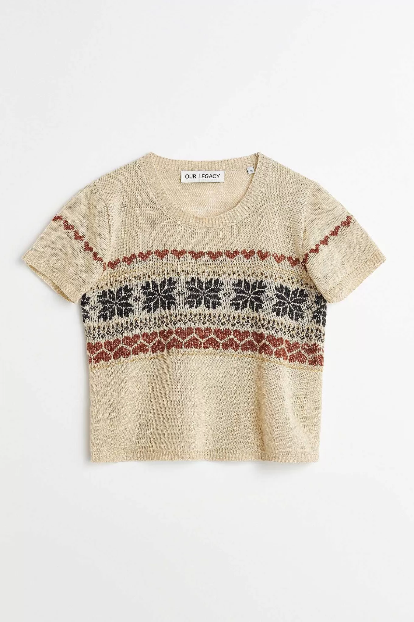 Our Legacy Stickat | Stickad Beskuren T-Shirt Snow Fairisle Hampa