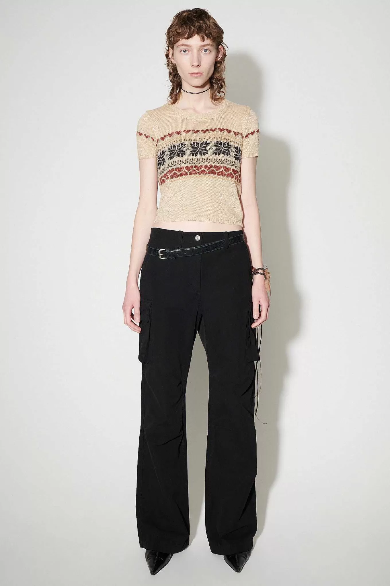 Our Legacy Stickat | Stickad Beskuren T-Shirt Snow Fairisle Hampa